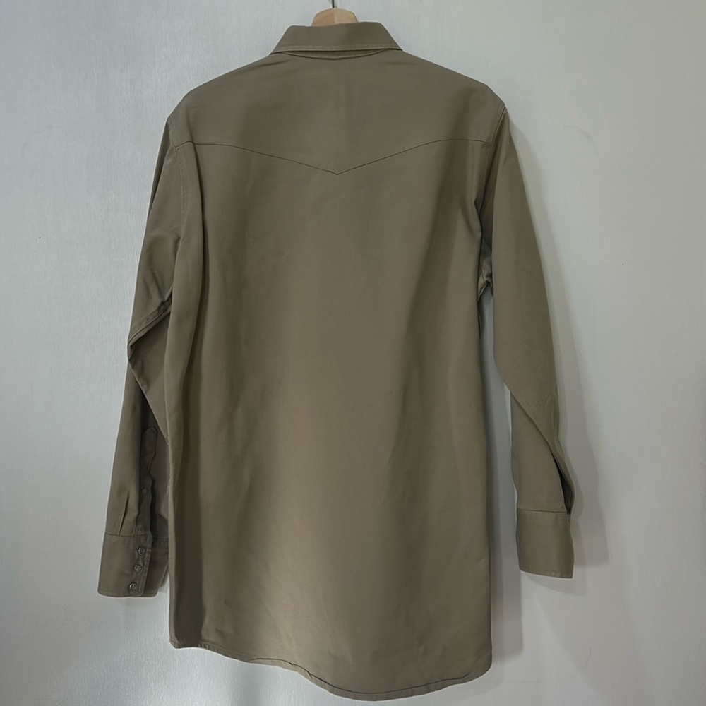 CARHARTT MENS BUTTON DOWN SHIRT WORKWEAR TAN Sz L or XL - Picture 2 of 12